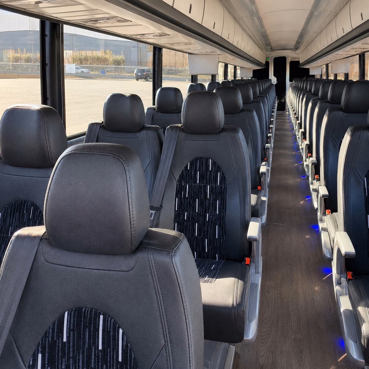 56 passenger charter bus inside